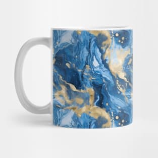 Blue and Gold Liquid Marble Texture Mug